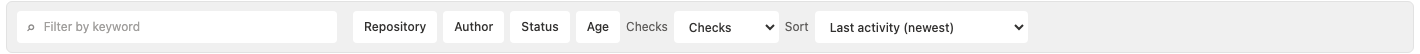 PR Pulse dashboard filter and search toolbar